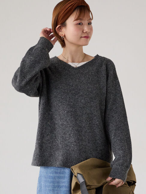 Lugnoncure「もちもちメランジVネックニット」|ニット・セーター|