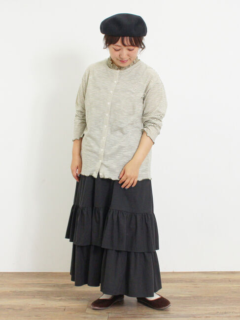 Samansa Mos2「ワンポイント刺繍シアーボーダーカーディガン」|カーディガン|