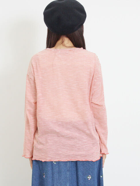 Samansa Mos2「ワンポイント刺繍シアーボーダーカーディガン」|カーディガン|