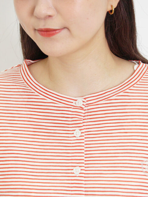 Samansa Mos2「ワンポイント刺繍シアーボーダーカーディガン」|カーディガン|