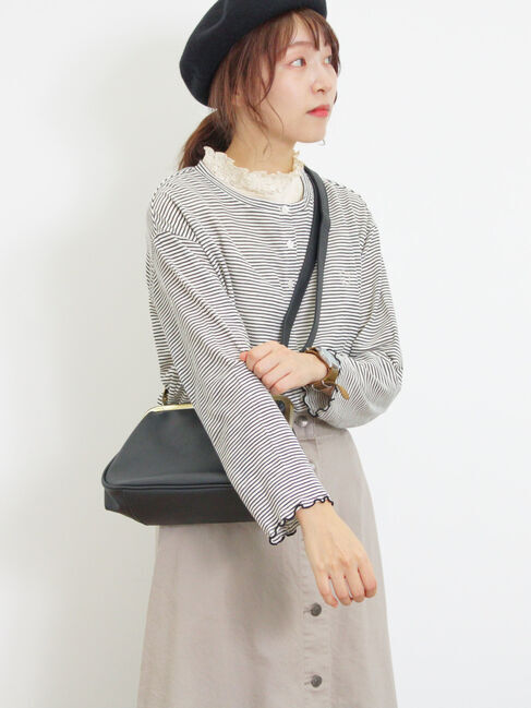 Samansa Mos2「ワンポイント刺繍シアーボーダーカーディガン」|カーディガン|