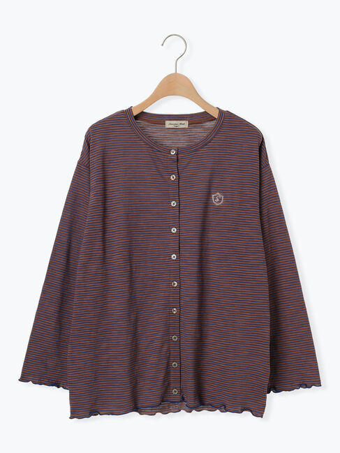 Samansa Mos2「ワンポイント刺繍シアーボーダーカーディガン」|カーディガン|