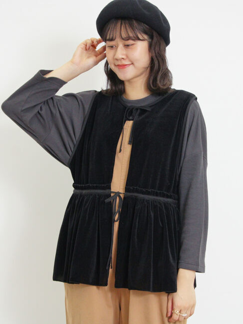 Samansa Mos2「透けベロア前後2WAYベスト」|ダウンベスト・ベスト|