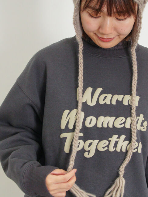 Samansa Mos2「裏ボアロゴプリントスウェット」|Tシャツ・カットソー|