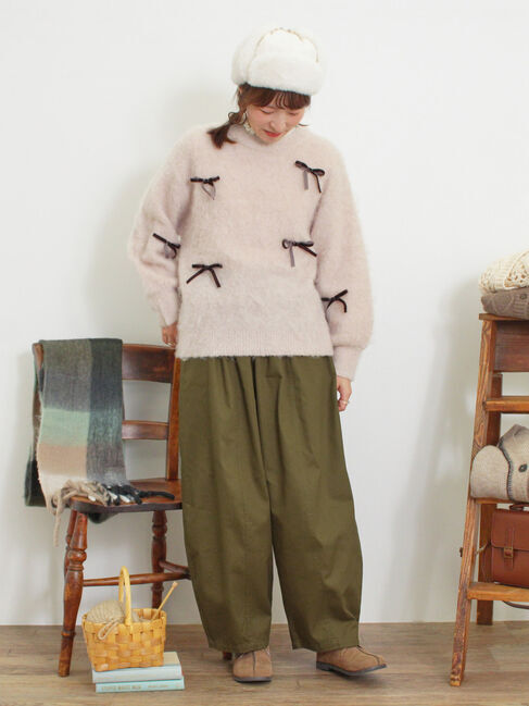 Samansa Mos2「ベロアリボン付ニット」|ニット・セーター|