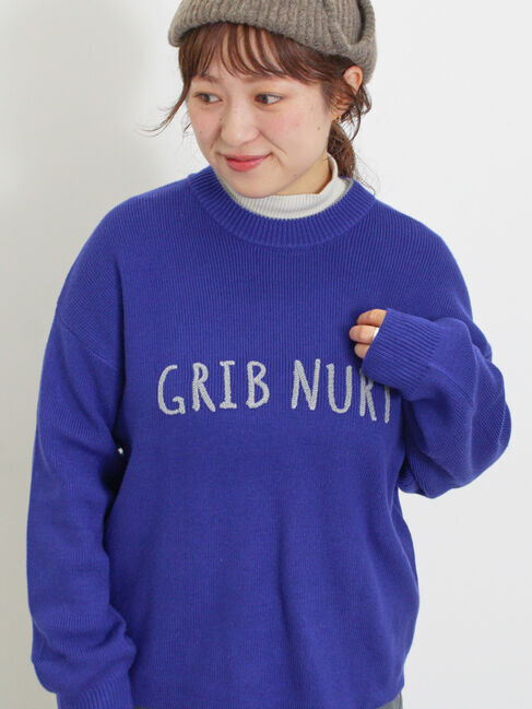 Samansa Mos2「◎レタリング配色ニット」|ニット・セーター|ブルー