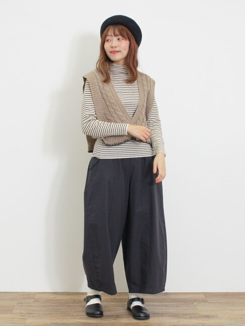 Samansa Mos2「◎ブランケットステッチケーブル編みショートベスト」|ダウンベスト・ベスト|