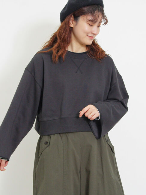 Samansa Mos2「◎ショート丈スウェット」|Tシャツ・カットソー|ブラック