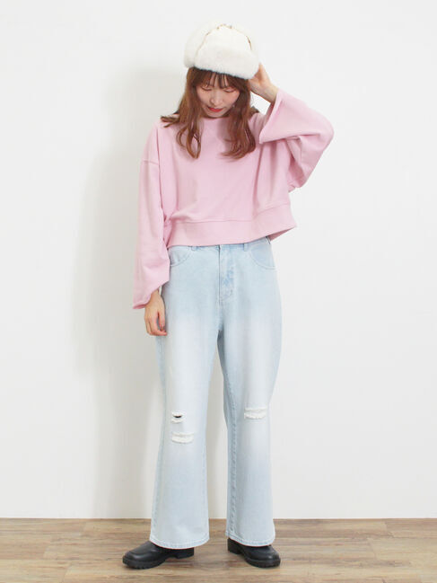 Samansa Mos2「◎ショート丈スウェット」|Tシャツ・カットソー|