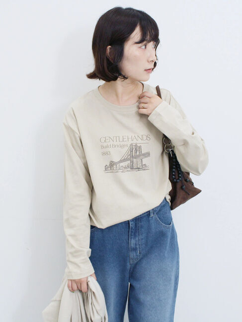 Samansa Mos2 blue「アソートプリントロンT」|Tシャツ・カットソー|