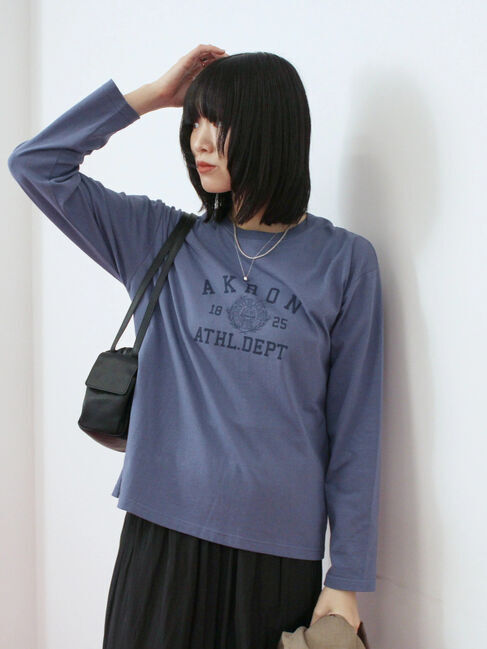 Samansa Mos2 blue「アソートプリントロンT」|Tシャツ・カットソー|