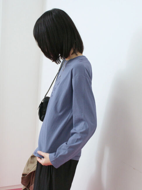 Samansa Mos2 blue「アソートプリントロンT」|Tシャツ・カットソー|