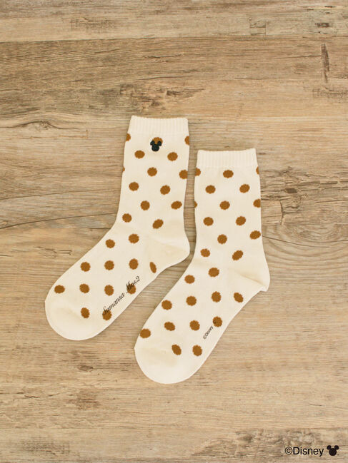 Samansa Mos2「【Disney】ミッキーマウス/ドット柄ソックス」|ソックス|ベージュ