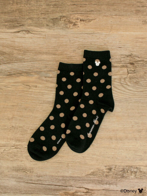 Samansa Mos2「【Disney】ミッキーマウス/ドット柄ソックス」|ソックス|ブラック