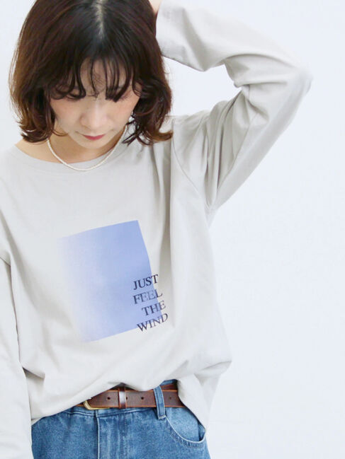 Samansa Mos2 blue「スクエアプリントプルオーバー」|Tシャツ・カットソー|