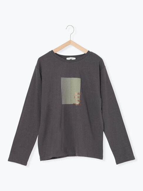 Samansa Mos2 blue「スクエアプリントプルオーバー」|Tシャツ・カットソー|