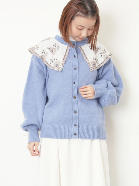 Samansa Mos2「レース貼り前後2WAYニット」|カーディガン|