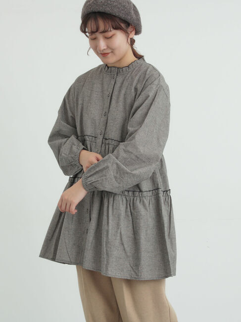 Samansa Mos2「柄アソートティアードフリルチュニック」|シャツ・ブラウス|