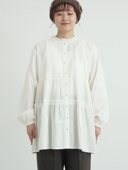 Samansa Mos2「柄アソートティアードフリルチュニック」|シャツ・ブラウス|