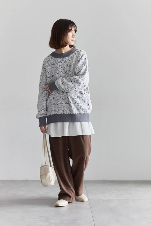 Samansa Mos2 blue「カットコールパンツ」|その他|