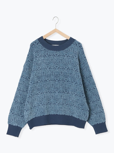 Samansa Mos2 blue「ジャカードモールニットプルオーバー」|ニット・セーター|