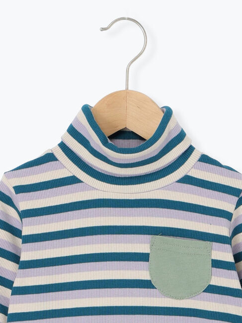 Samansa Mos2 Lagom「テレコボーダータートルネックカットソー」|Tシャツ・カットソー|