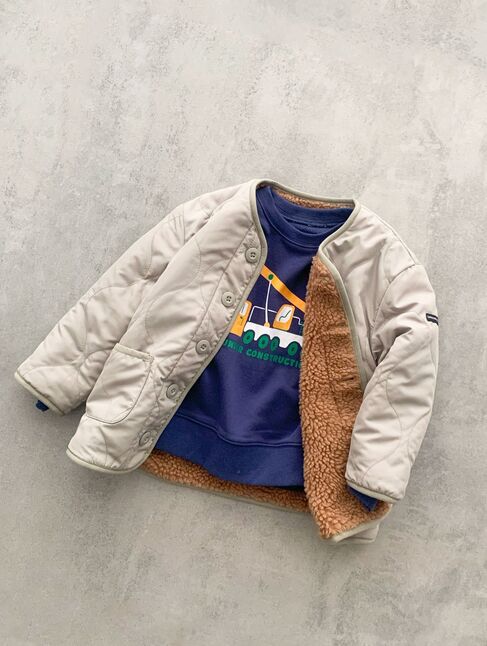 Samansa Mos2 Lagom「【撥水】キルト&times;ボアリバーシブルブルゾン」|ブルゾン・スタジャン|カーキ