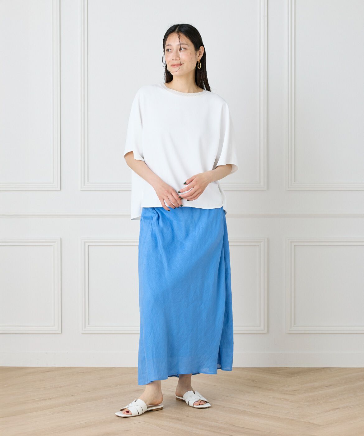 INED「リネンバイヤススカート」|スカート|
