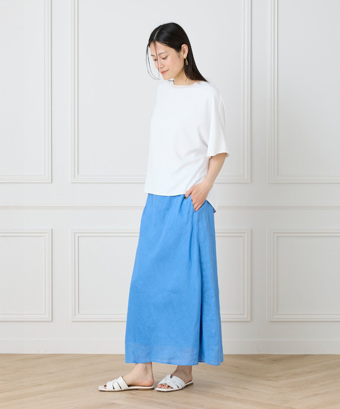 INED「リネンバイヤススカート」|スカート|