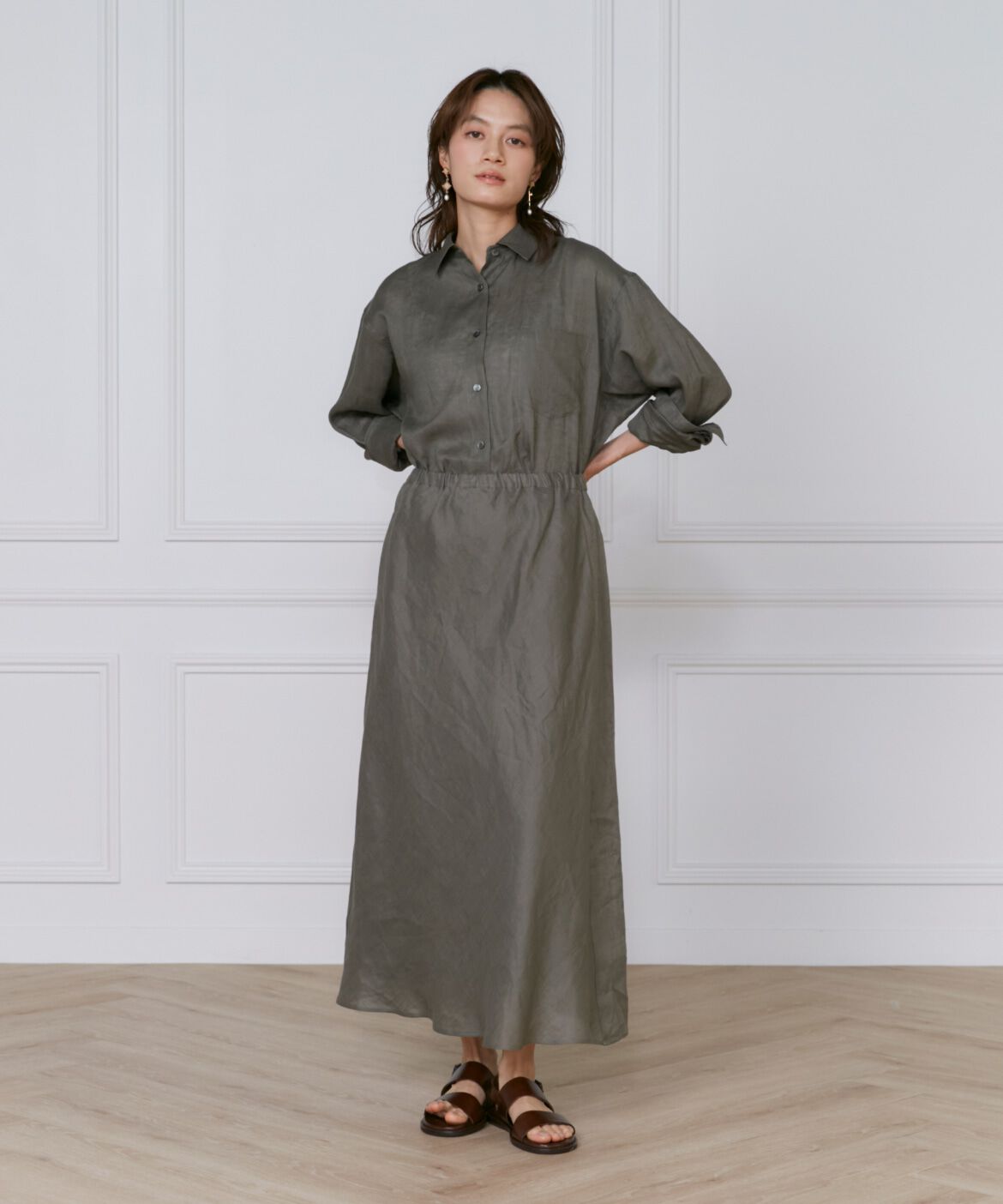 INED「リネンバイヤススカート」|スカート|