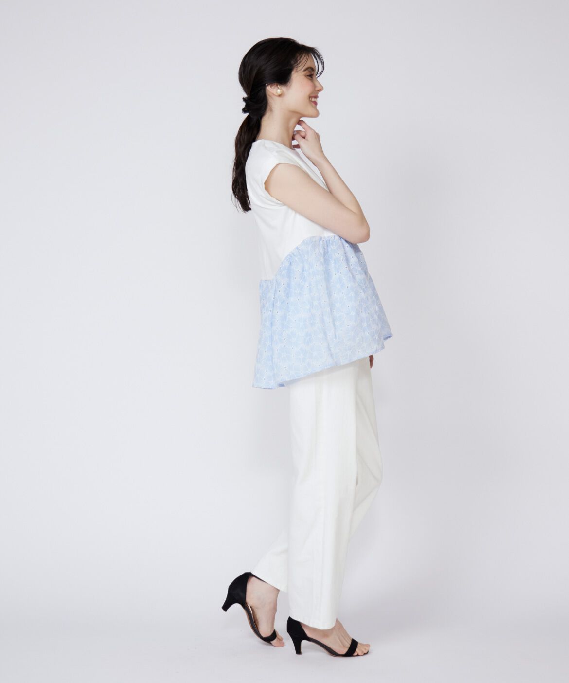 Maglie le cassetto「刺繍レースドッキングカットソー」|Tシャツ・カットソー|