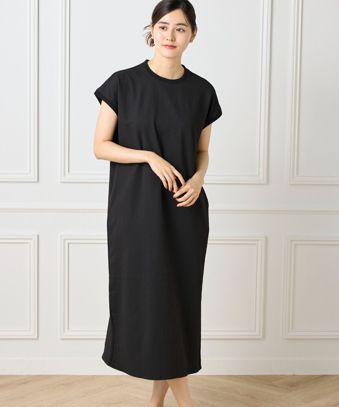 DAY by DAY it&rsquo;s international「フレンチスリーブワンピース《グランサッカー》」|ワンピース|ブラック