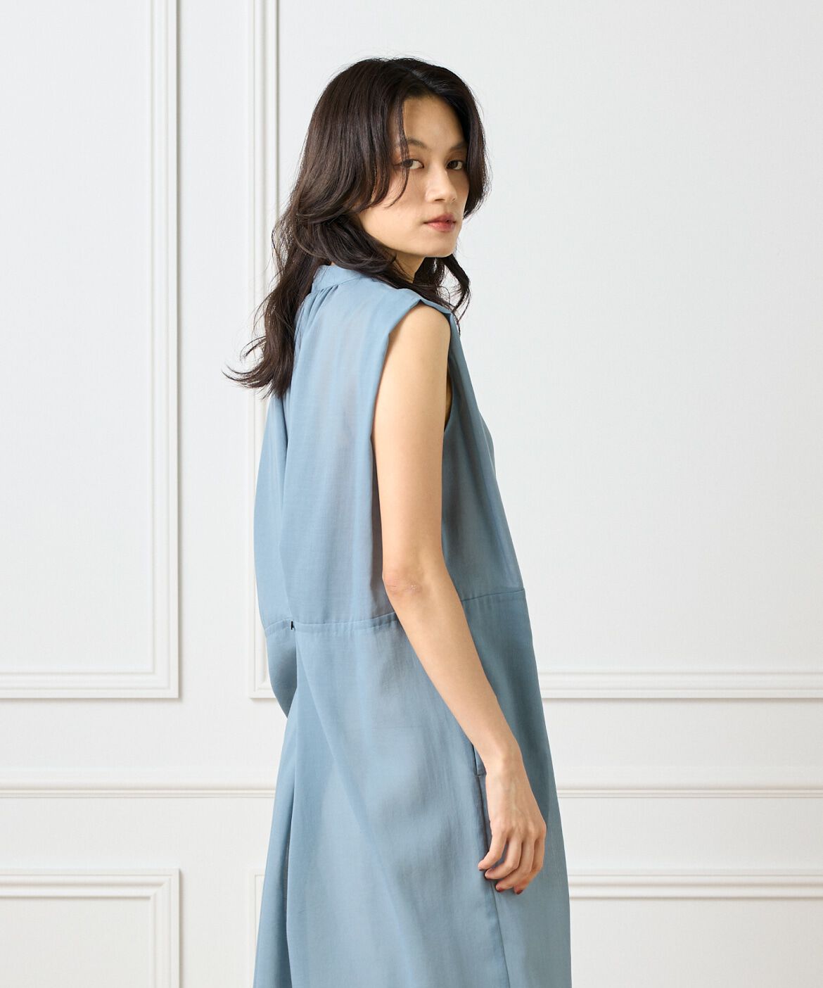 INED「ボザムデザインノースリーブシャツドレス」|ワンピース|