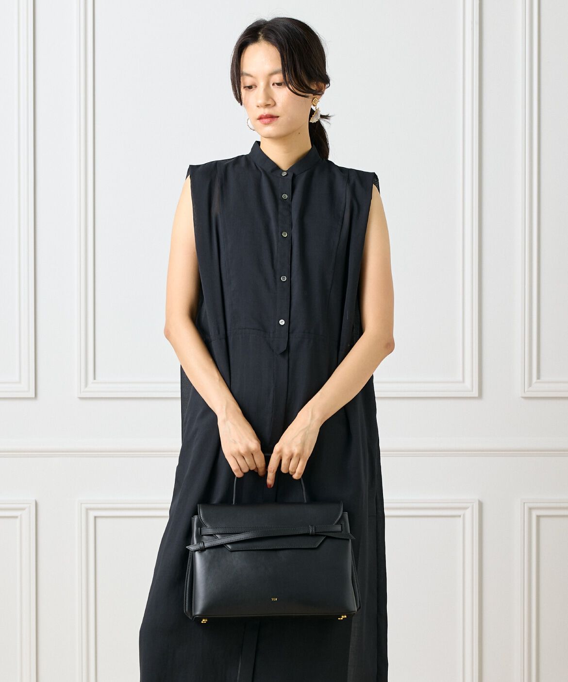 INED「ボザムデザインノースリーブシャツドレス」|ワンピース|