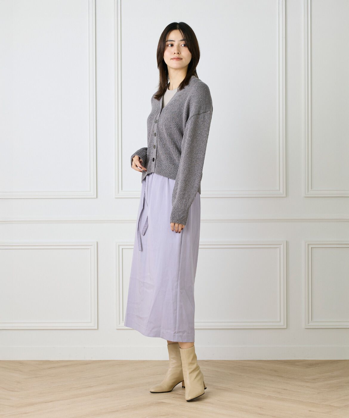 Le Souk「シャイニーカーディガン」|カーディガン|