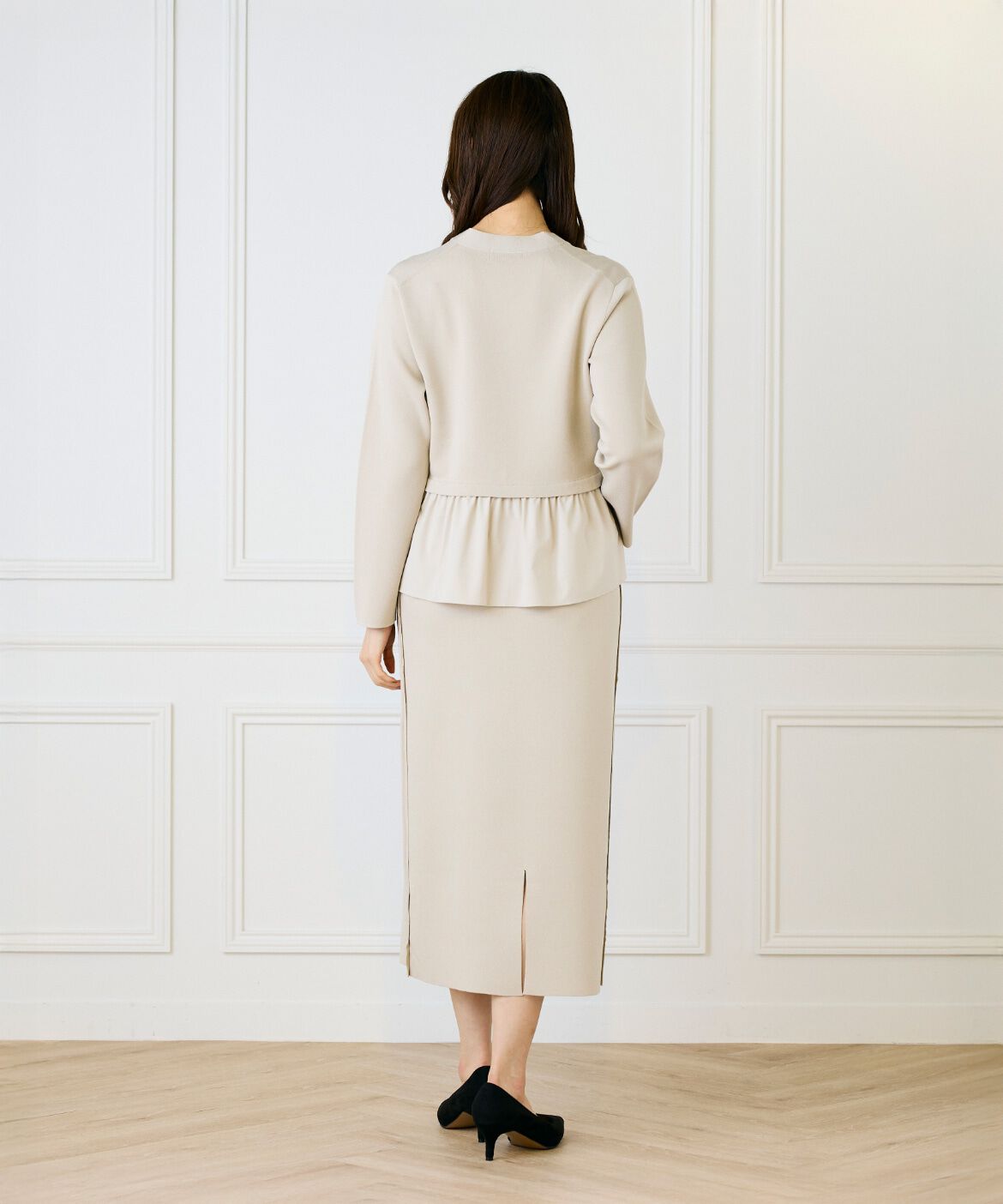 Le Souk「異素材フリルミラノリブカーディガン」|カーディガン|