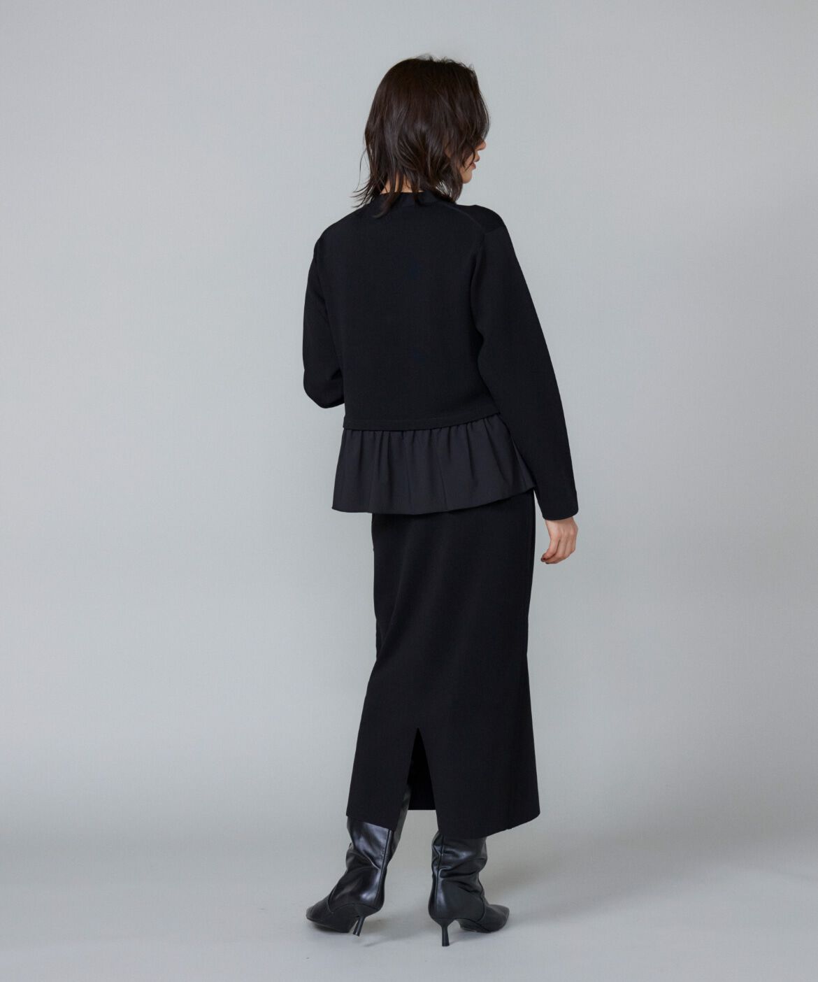 Le Souk「異素材フリルミラノリブカーディガン」|カーディガン|