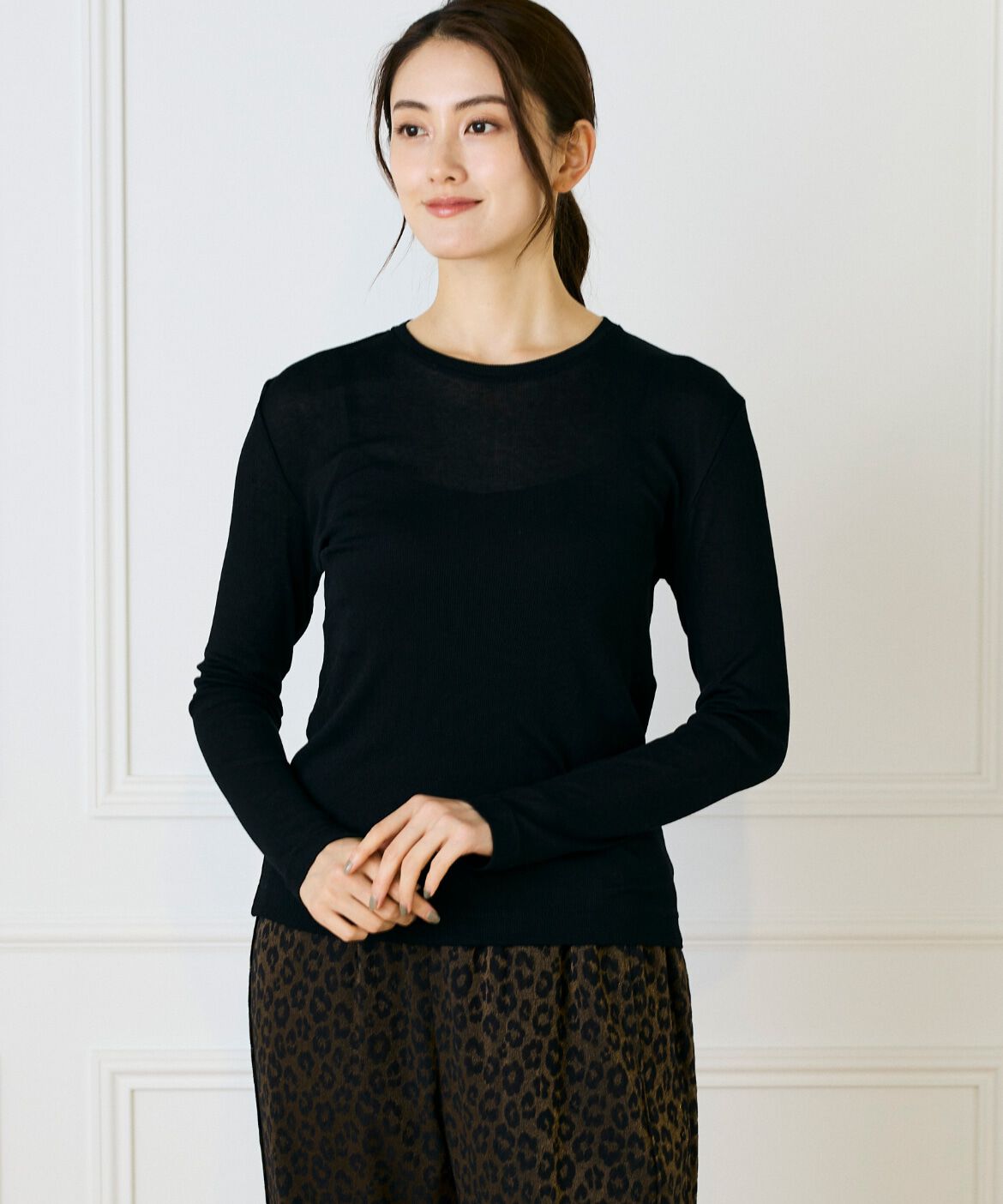 Le Souk「《大きいサイズ》シアーテレコロンT」|Tシャツ・カットソー|ブラック