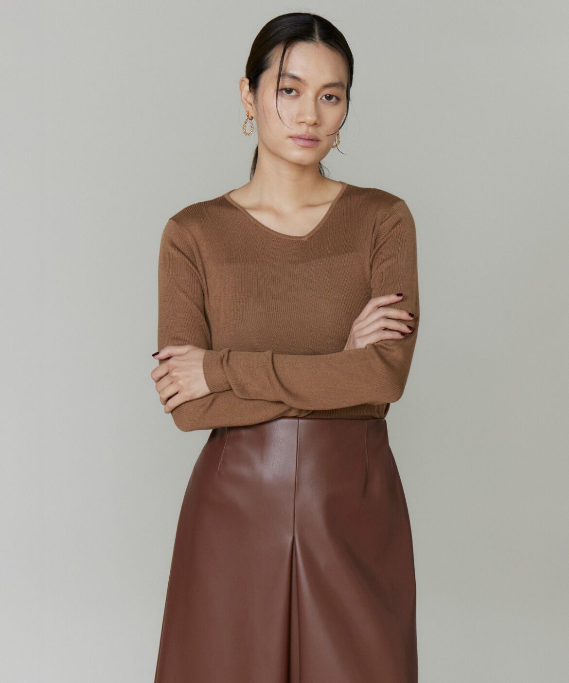 la veille by SUPERIOR CLOSET「シルクリブプルオーバー」|ニット・セーター|キャメル1