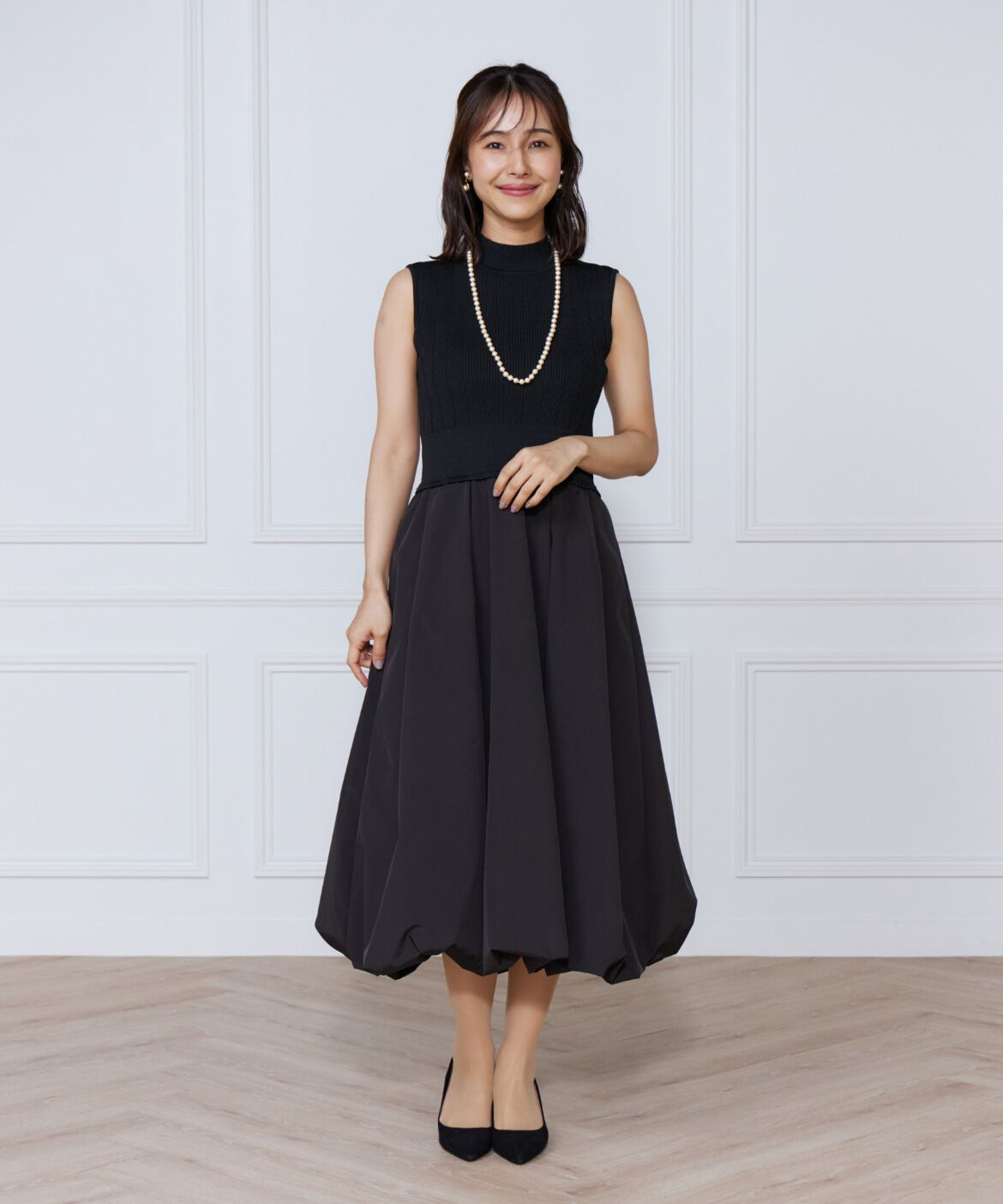 ef-de Black「変形リブバルーンワンピース」|ワンピース|