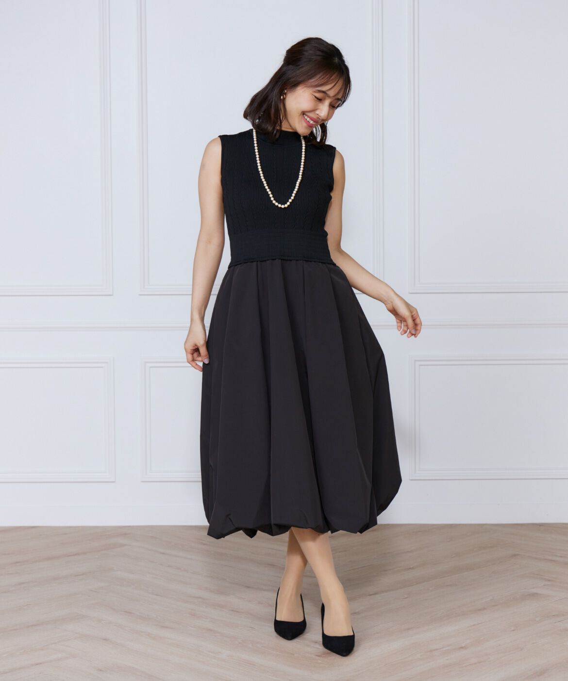 ef-de Black「変形リブバルーンワンピース」|ワンピース|