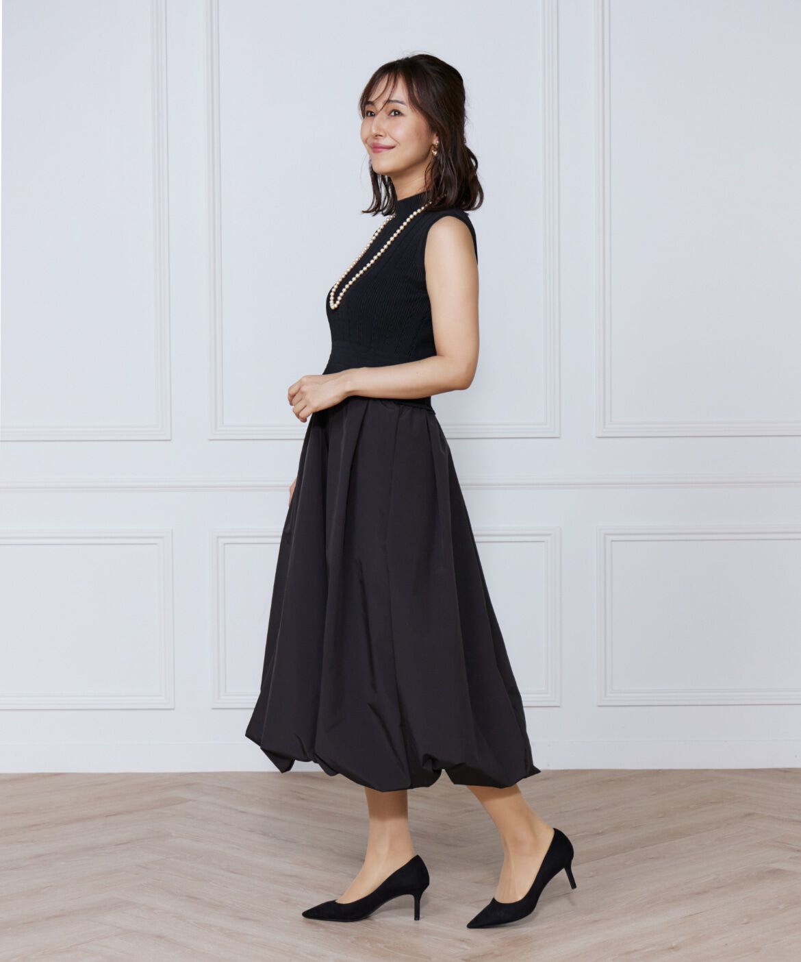 ef-de Black「変形リブバルーンワンピース」|ワンピース|