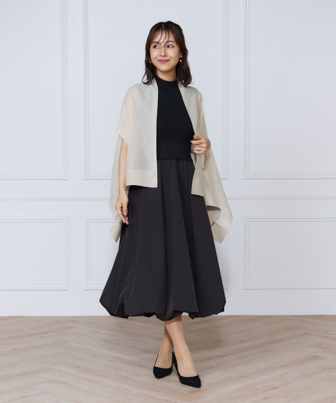 ef-de Black「変形リブバルーンワンピース」|ワンピース|