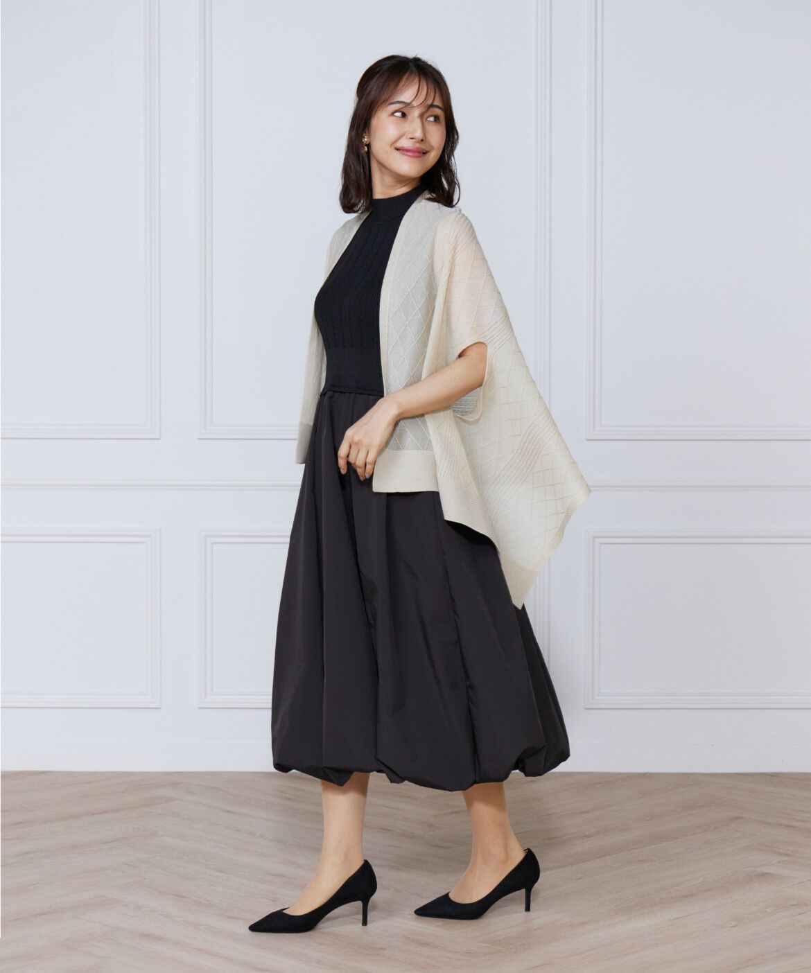 ef-de Black「変形リブバルーンワンピース」|ワンピース|