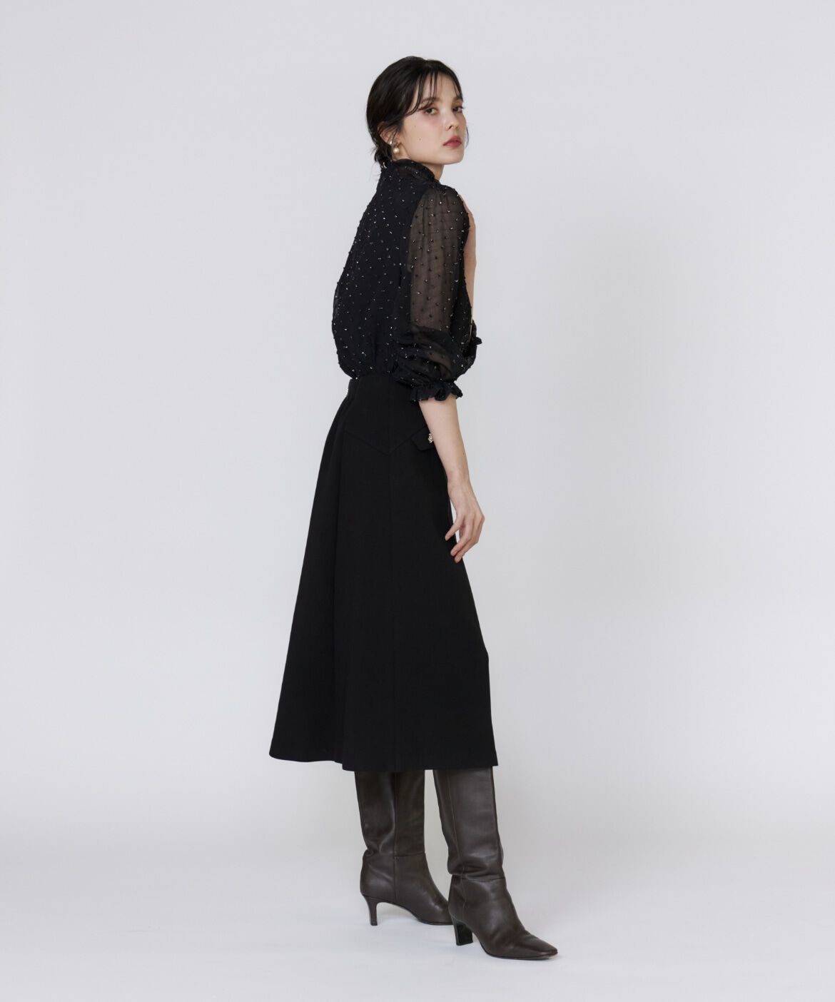 Maglie le cassetto「《大きいサイズ》ドットラメ楊柳ジャガードブラウス《M Maglie le cassetto》」|シャツ・ブラウス|