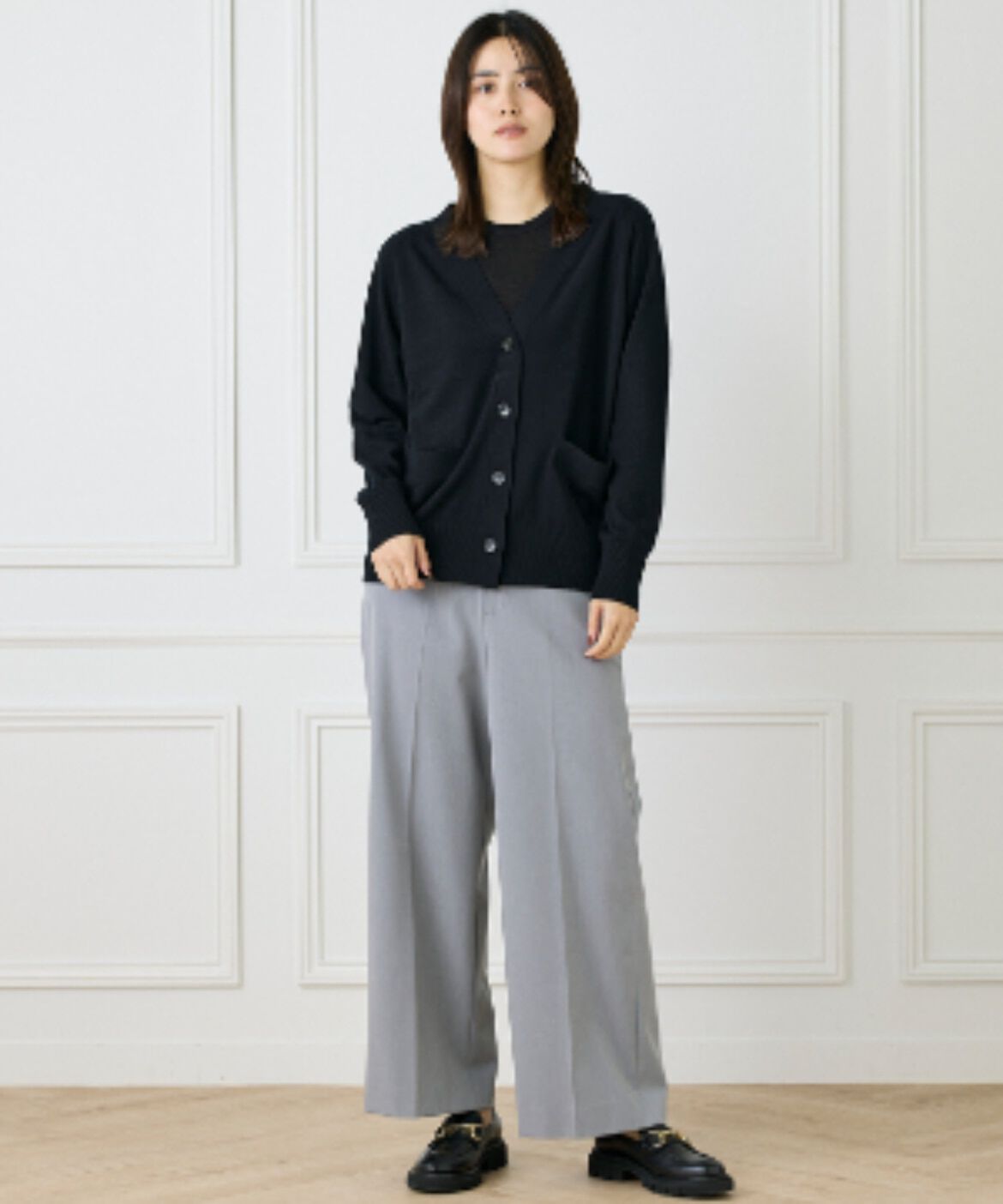 INED「《大きいサイズ》Vネックカーディガン」|カーディガン|