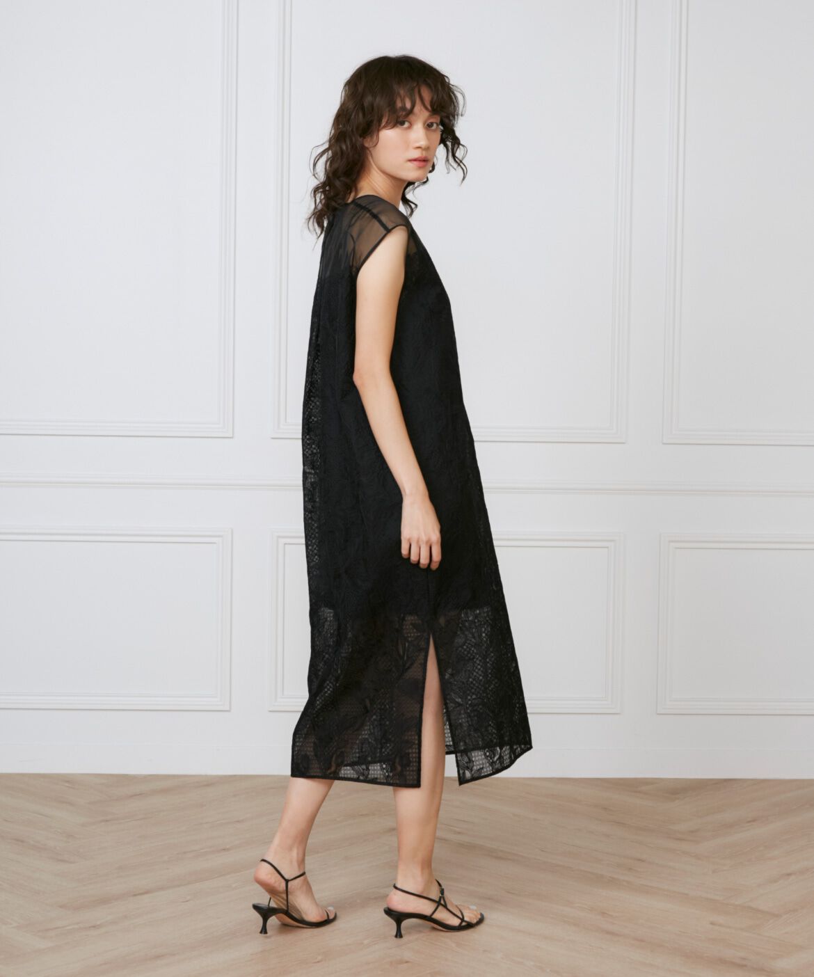 INED「《大きいサイズ》オーガンジーワンピース《la veille by SUPERIOR CLOSET》」|ワンピース|