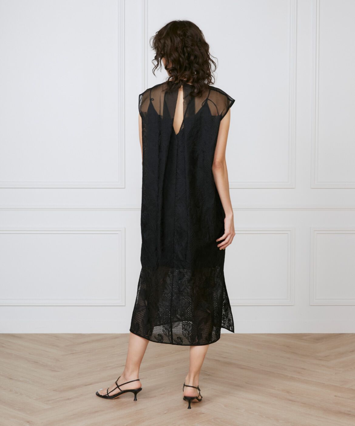 INED「《大きいサイズ》オーガンジーワンピース《la veille by SUPERIOR CLOSET》」|ワンピース|