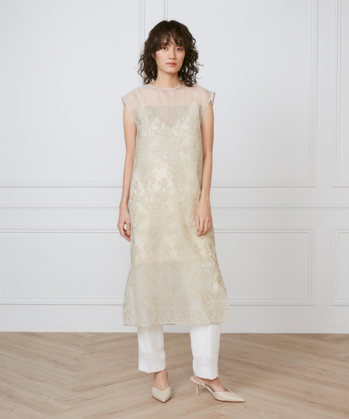 INED「《大きいサイズ》オーガンジーワンピース《la veille by SUPERIOR CLOSET》」|ワンピース|