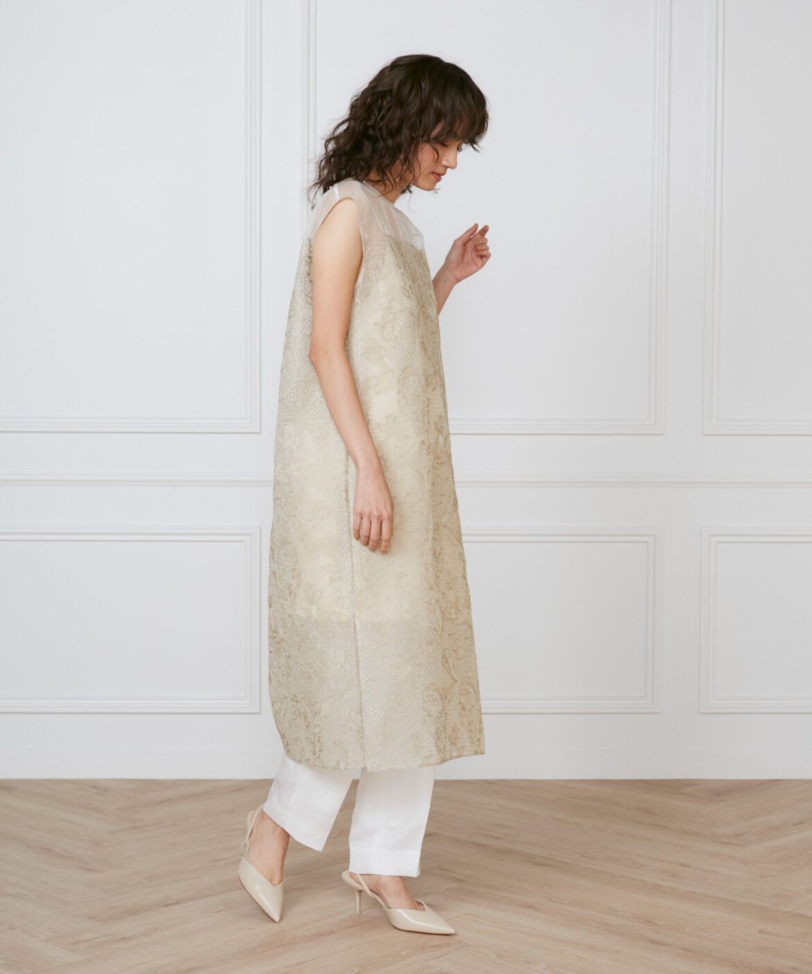 INED「《大きいサイズ》オーガンジーワンピース《la veille by SUPERIOR CLOSET》」|ワンピース|